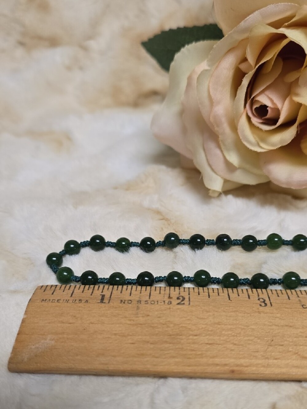 Faux Jade Dragon Pendant W/ Nephrite Jade Beaded Necklace - Picture 7 of 12
